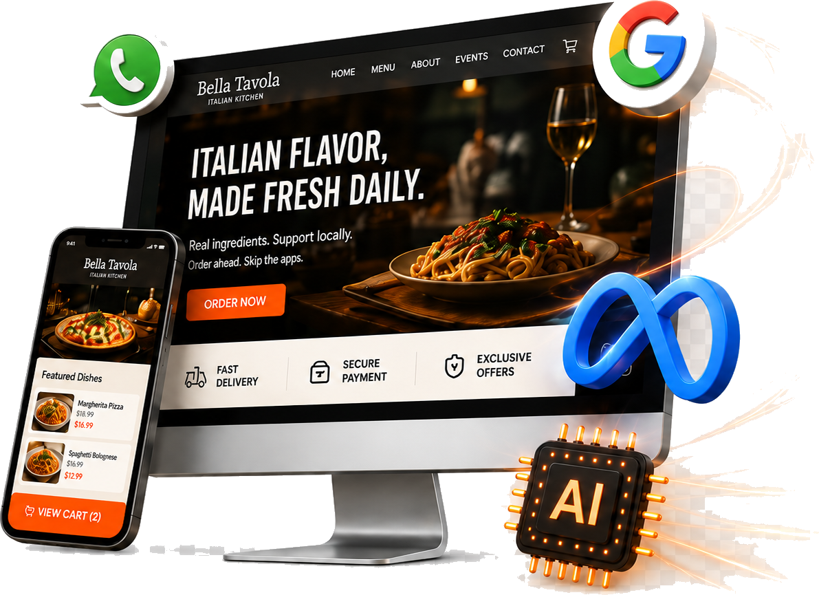 3D restaurant direct ordering website system